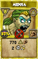Wizard101 Myth spell card: Medusa, Spell ID 16260