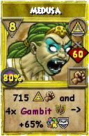 Wizard101 Myth spell card: Medusa, Spell ID 16261