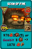 Wizard101 Fire spell card: Scion of Fire, Spell ID 16266