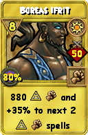 Wizard101 Sun spell card: Boreas Ifrit, Spell ID 16269