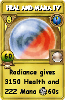 Wizard101 Cantrips spell card: Heal and Mana IV, Spell ID 16284