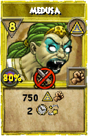 Wizard101 Myth spell card: Medusa, Spell ID 16298
