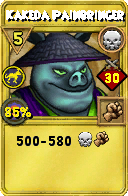 Wizard101 Death spell card: Kakeda Painbringer, Spell ID 16331