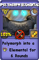 Wizard101 Moon spell card: Polymorph Elemental, Spell ID 16333