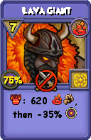 Wizard101 Fire spell card: Lava Giant, Spell ID 16347