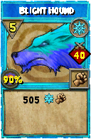 Wizard101 Ice spell card: Blight Hound, Spell ID 16357