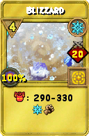 Wizard101 Ice spell card: Blizzard, Spell ID 16358