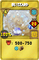 Wizard101 Ice spell card: Blizzard, Spell ID 16359
