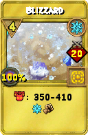 Wizard101 Ice spell card: Blizzard, Spell ID 16360