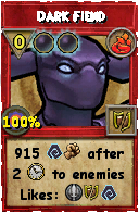 Wizard101 Fire spell card: Dark Fiend, Spell ID 16367