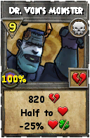 Wizard101 Death spell card: Dr. Von's Monster, Spell ID 16380