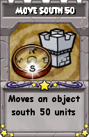 Wizard101 School 16 spell card: Move South 50, Spell ID 16397