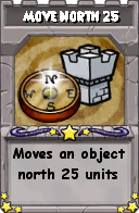 Wizard101 School 16 spell card: Move North 25, Spell ID 16399