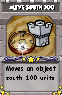 Wizard101 School 16 spell card: Move South 100, Spell ID 16403