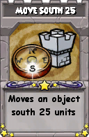 Wizard101 School 16 spell card: Move South 25, Spell ID 16417