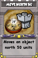 Wizard101 School 16 spell card: Move North 50, Spell ID 16418