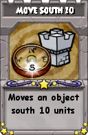 Wizard101 School 16 spell card: Move South 10, Spell ID 16419