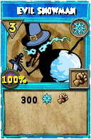 Wizard101 Ice spell card: Evil Snowman, Spell ID 16430