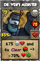 Wizard101 Death spell card: Dr. Von's Monster, Spell ID 16435