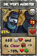Wizard101 Death spell card: Dr. Von's Monster, Spell ID 16436