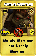 Wizard101 Sun spell card: Mutate Minotaur, Spell ID 16452