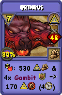Wizard101 Myth spell card: Orthrus, Spell ID 16458