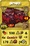 Wizard101 Myth spell card: Orthrus, Spell ID 16464