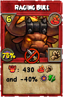 Wizard101 Fire spell card: Raging Bull, Spell ID 16469