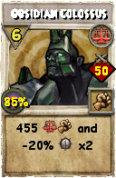 Wizard101 Balance spell card: Obsidian Colossus, Spell ID 16479