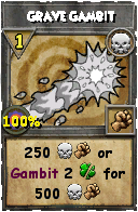 Wizard101 Death spell card: Grave Gambit, Spell ID 16490