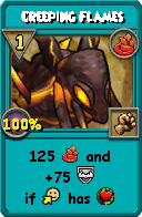 Wizard101 Fire spell card: Creeping Flames, Spell ID 16514