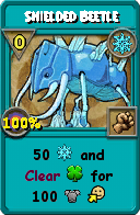 Wizard101 Ice spell card: Shielded Beetle, Spell ID 16523