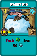 Wizard101 Ice spell card: Parry Pig, Spell ID 16528