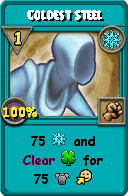 Wizard101 Ice spell card: Coldest Steel, Spell ID 16536