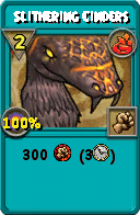 Wizard101 Fire spell card: Slithering Cinders, Spell ID 16539
