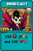 Wizard101 Death spell card: Unseelie Ally, Spell ID 16559