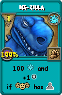 Wizard101 Ice spell card: Ice-zilla, Spell ID 16574