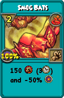Wizard101 Fire spell card: Smog Bats, Spell ID 16575