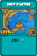 Wizard101 Ice spell card: Snow Panther, Spell ID 16576