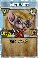Wizard101 Moon spell card: Meowiarty, Spell ID 16580