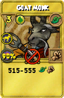 Wizard101 Life spell card: Goat Monk, Spell ID 16591