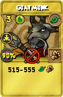 Wizard101 Life spell card: Goat Monk, Spell ID 16594