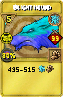 Wizard101 Ice spell card: Blight Hound, Spell ID 16598