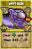 Wizard101 Myth spell card: Shift Ogre, Spell ID 16602