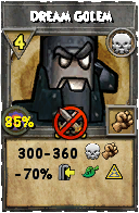 Wizard101 Death spell card: Dream Golem, Spell ID 16606