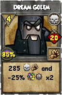 Wizard101 Death spell card: Dream Golem, Spell ID 16637