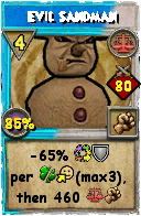 Wizard101 Balance spell card: Evil Sandman, Spell ID 16666