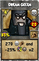 Wizard101 Death spell card: Dream Golem, Spell ID 16677