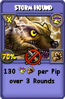 Wizard101 Storm spell card: Storm Hound, Spell ID 16712