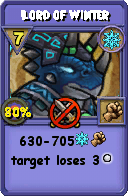 Wizard101 Ice spell card: Lord of Winter, Spell ID 16736